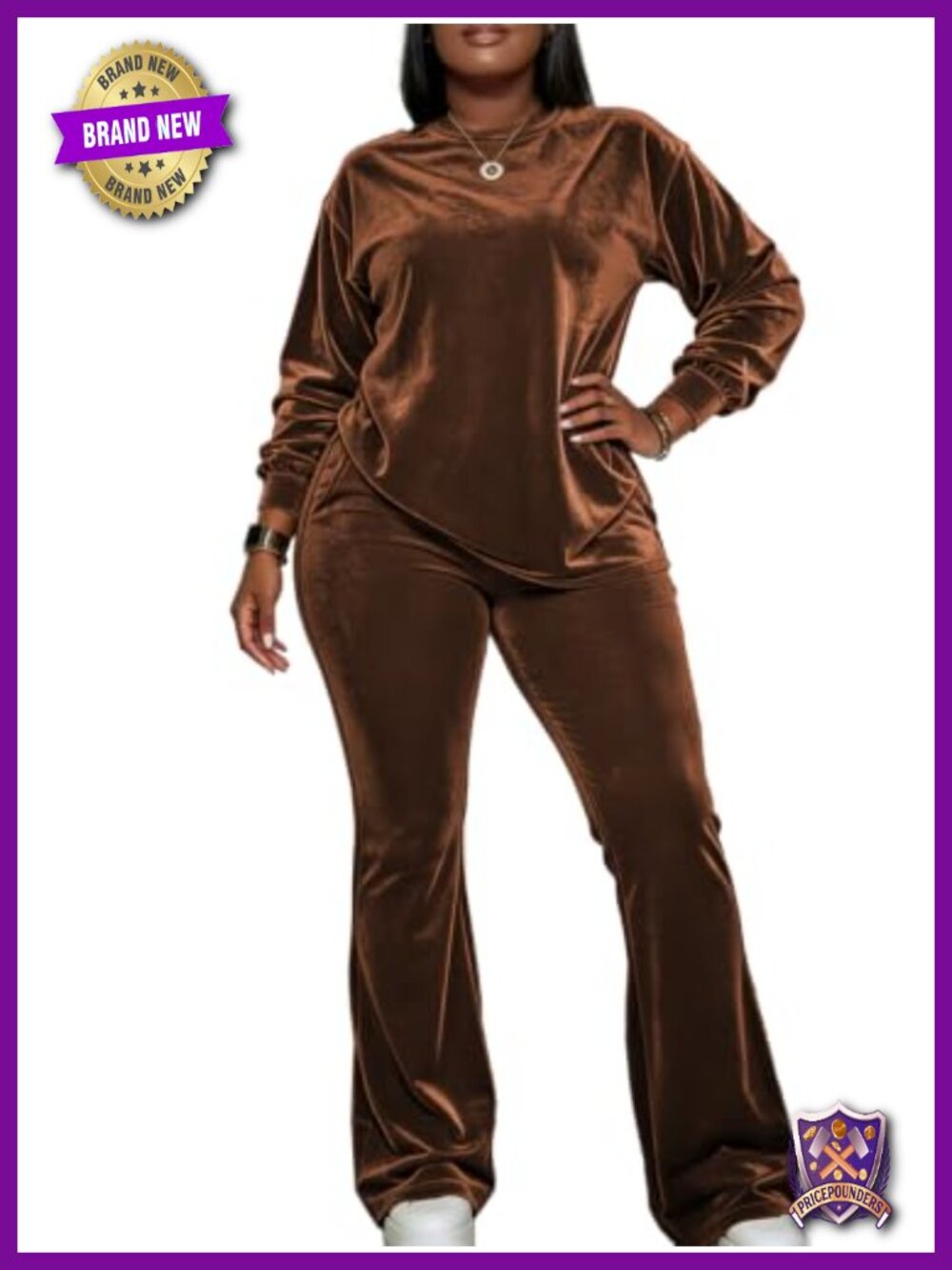 Plus Size Velour Two Piece Outfit Long Sleeve Top Wide Leg Pants Sweatsuit Set